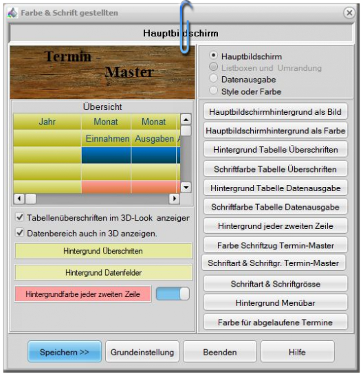 Farben & Schriften ändern